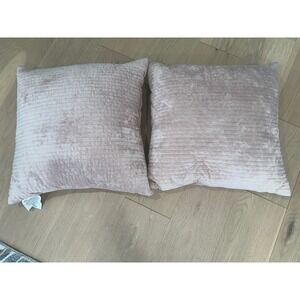 Set of Two Pink Velvet Square Pillows